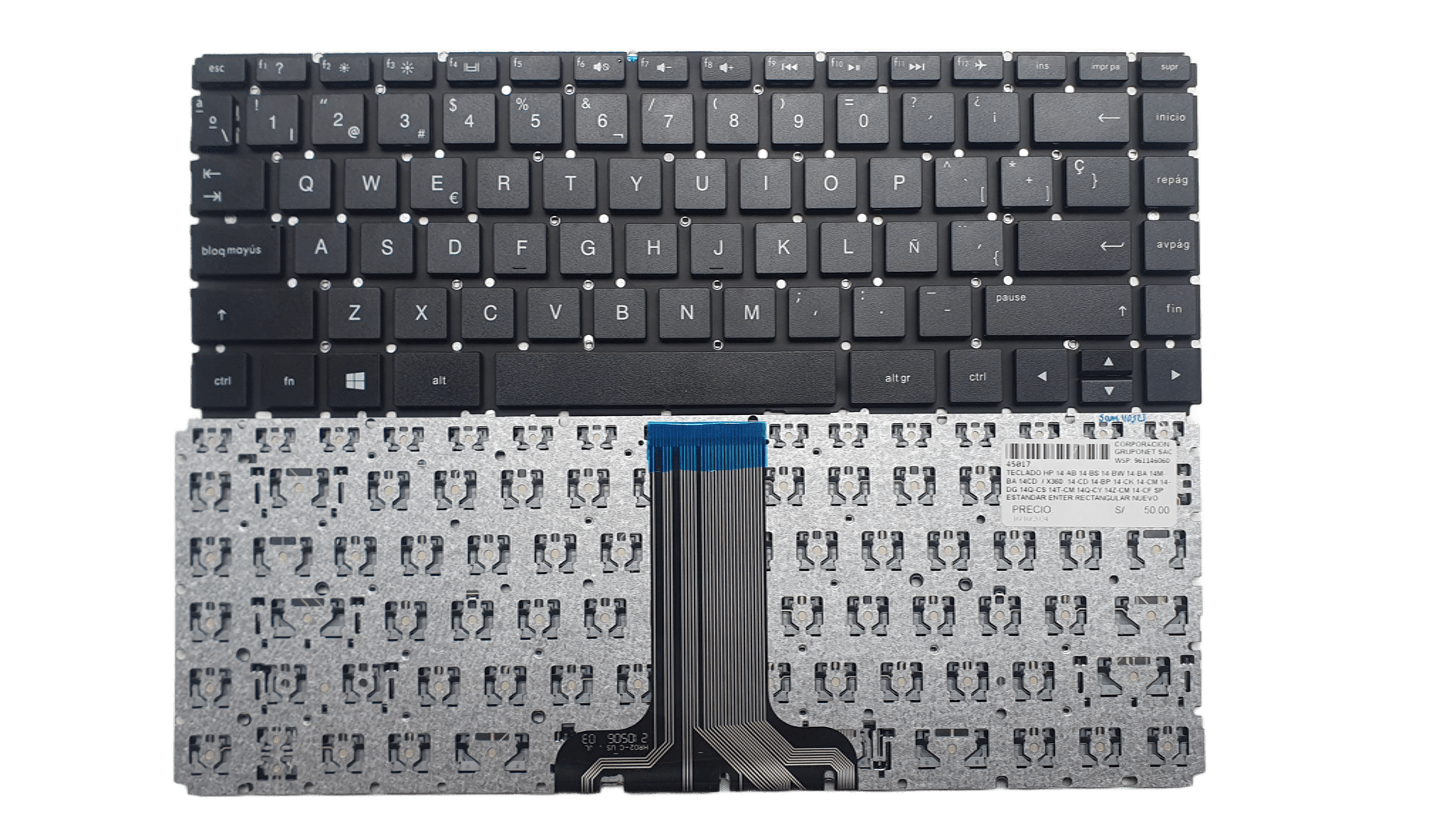 TECLADO LAPTOP HP 14-AB 14-BS 14-BW 14-BA 14M-BA 14CD  / X360  14-CD 14-BP - ENTER RECTANGULAR